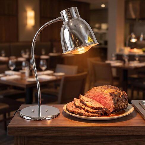 Commercial Food Heat Lamp with Bulb Fried Food Warming Lamps Hot Food Warmer Lights for Buffet Bar Parties Catering (Silver(Single Head)) in Kuwait
