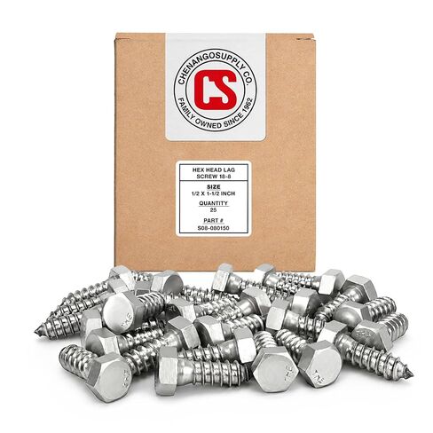 Stainless 1/2 x 2-1/2" Hex Lag Screw (1-1/2" to 5" Lengths Available in Listing), 18-8 Stainless Steel, 25 Pieces (1/2 x 2-1/2") in Kuwait