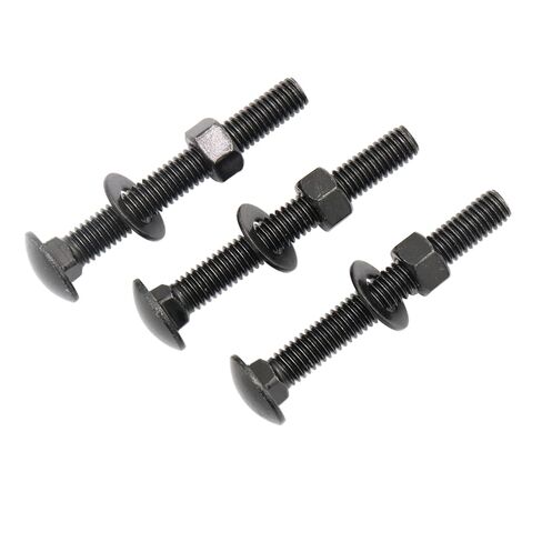 SCXCLY 8 Sets Carriage Bolts Screws, (3/8-16 x 3") Round Head, Square Neck, with (Hex Nuts & Flat Washers), 8.8 Grade (45#) Steel (Black) in Kuwait