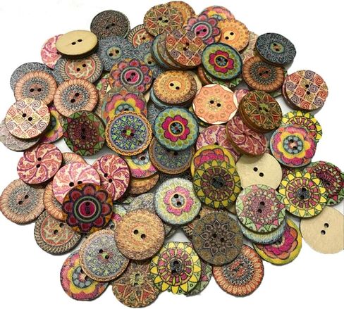 200 PCS Wood Buttons,Vintage Wood Buttons with 2 Holes for DIY Sewing Craft in Saudi Arabia