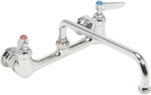 T&S Brass Double Pantry Faucet, Wall Mount, 8 Centers, 12,Chrome in Kuwait