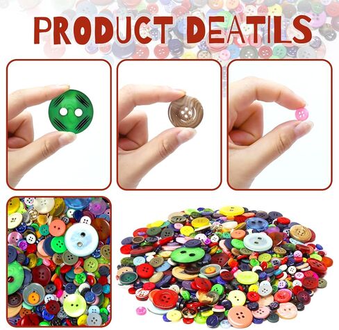 800 Pcs Assorted Resin Buttons for Crafts, Mixed Colors, Round, 2 & 4 Holes in Saudi Arabia