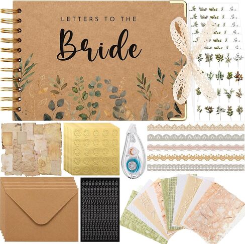 Letters to the Bride Scrapbook Vintage Wedding Guest Book, Green Leaf in Kuwait