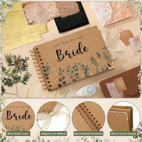 Letters to the Bride Scrapbook Vintage Wedding Guest Book, Green Leaf in Kuwait