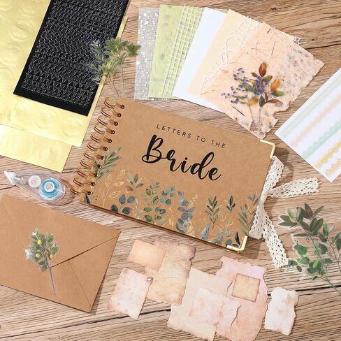 Letters to the Bride Scrapbook Vintage Wedding Guest Book, Green Leaf in Kuwait