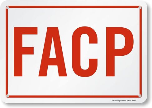 لافتة أمان من SmartSign ، Legend"FACP"، أحمر على أبيض, S-9296-AL-10 in Kuwait