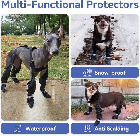 Dog Boots with Adjustable Suspender, Anti-Slip Dog Shoes, Waterproof Paw Protector for Rainy, Snowy, Hot Pavement, S in Saudi Arabia
