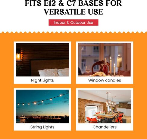 Creative Hobbies® Replacement Light Bulbs for Electric Candle Lamps, Window Candles, & Chandeliers - 7 Watt Candelabra (E12), Clear, Steady Burning, 120v 7w Bulb - Pack of 12 in Kuwait