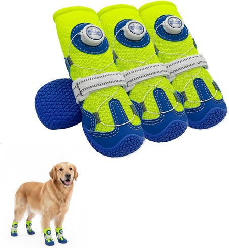Huafly Dog Shoes Tension Knob-Twist-Lock Dog Boots&Paw Protectors Blue 4pcs in Saudi Arabia