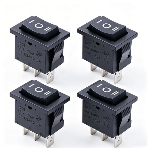 TWTADE / 4Pcs Square Momentary Rocker Switch (ON)-Off-(ON) SPDT 3 Pin 3 Position 6A 250VAC/10A 125VAC Mini Car Auto Boat Rocker Toggle Switch KCD1-2-123 in Kuwait