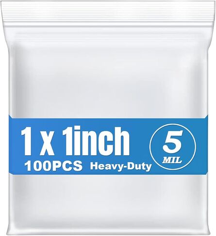 4 Mil Clear 1" x 1" Small Plastic Bags Mini Resealable Zip Seal Lock Poly Baggies With Zipper Jewelry Coin Pills Packing 100 PCS Thick in Kuwait