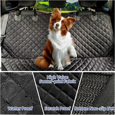 JSTHT Dog Car Seat Covers for Back Seat Waterproof Bench Seat Cover Protector Nonslip Durable Soft Pet Back Seat Covers for Car, Truck, & SUV (Black) in Kuwait