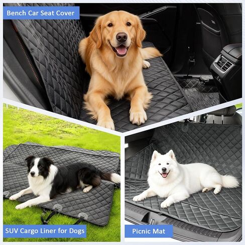 JSTHT Dog Car Seat Covers for Back Seat Waterproof Bench Seat Cover Protector Nonslip Durable Soft Pet Back Seat Covers for Car, Truck, & SUV (Black) in Kuwait