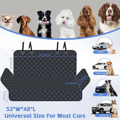 JSTHT Dog Car Seat Covers for Back Seat Waterproof Bench Seat Cover Protector Nonslip Durable Soft Pet Back Seat Covers for Car, Truck, & SUV (Black) in Kuwait