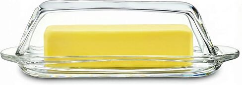 6.5'' Clear Glass Butter Dish with Handled Lid,Classic 2-Piece Design Butter Keeper For Countertop,Dishwasher Safe in Kuwait