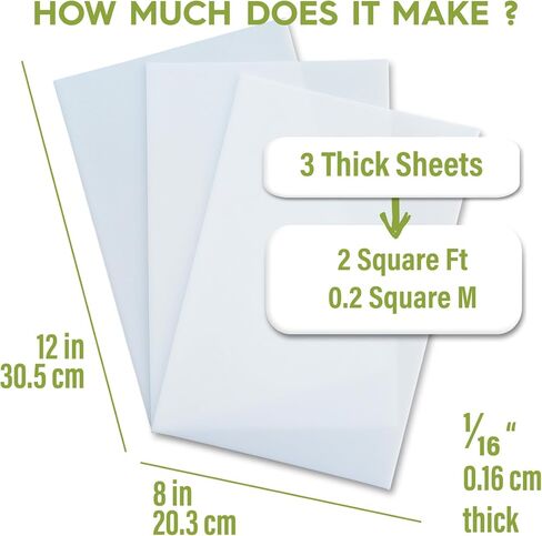 Polly Plastics Heat Moldable Plastic Sheets | 8-inch x 12-inch x 1/16-inch | Made in the USA | for Cosplay, Crafting, and Art Projects | Paintable (3 Sheets) in Kuwait