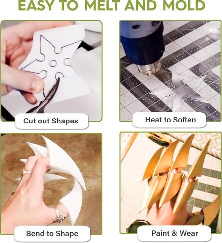 Polly Plastics Heat Moldable Plastic Sheets | 8-inch x 12-inch x 1/16-inch | Made in the USA | for Cosplay, Crafting, and Art Projects | Paintable (3 Sheets) in Kuwait
