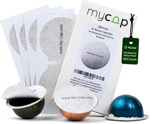 My-Cap Foil Seals Compatible with Nespresso VertuoLine Capsules (200/package) in Kuwait