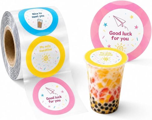 Cup Sealer Film 3275 PCS - Bubble Tea Cup Sealing Film 95 mm (3.74'') for PP Plastic Cups/Paper Cups… (PIGGY ICON) in Kuwait