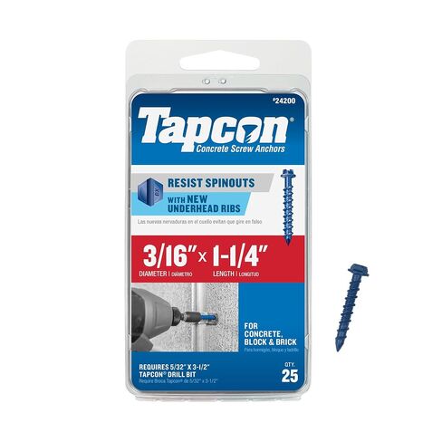 TAPCON 1/4 in. x 3-1/4 in. HEX Washer Head Screw Anchor 150CT, Blue in Kuwait