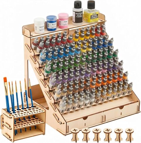 Colingmill Paint Organizer, 149 Holes Wood Rack for Miniature Paint Storage in Kuwait