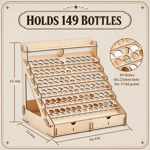 Colingmill Paint Organizer, 149 Holes Wood Rack for Miniature Paint Storage in Kuwait