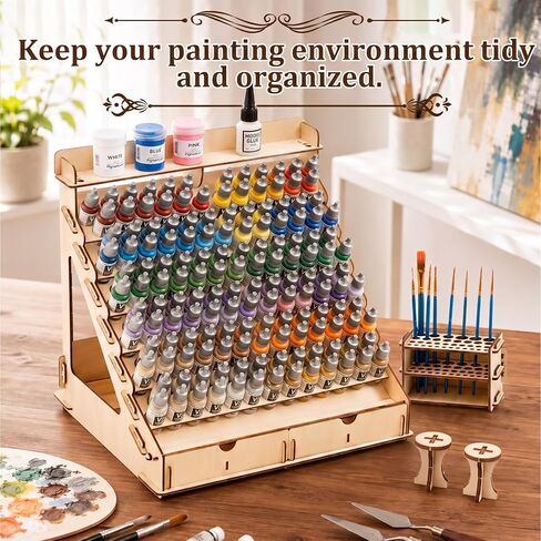 Colingmill Paint Organizer, 149 Holes Wood Rack for Miniature Paint Storage in Kuwait