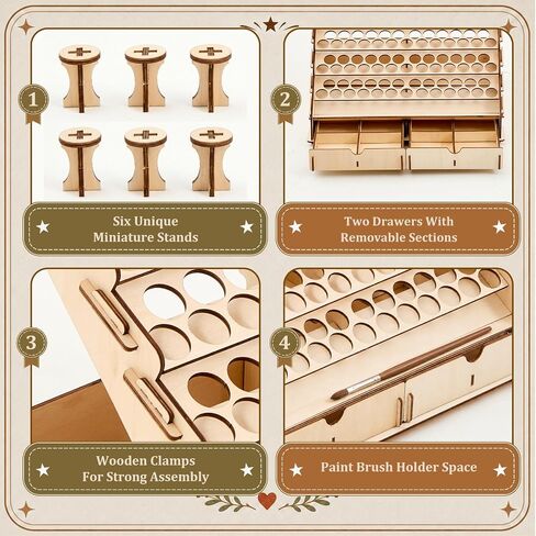 Colingmill Paint Organizer, 149 Holes Wood Rack for Miniature Paint Storage in Kuwait