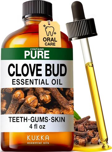 Clove Oil for Oral Care & Peppermint Oil for Hair Set - Aromatherapy Grade Essential Oils Set - 2x4 fl oz - Kukka in Kuwait