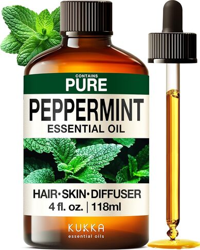 Clove Oil for Oral Care & Peppermint Oil for Hair Set - Aromatherapy Grade Essential Oils Set - 2x4 fl oz - Kukka in Kuwait
