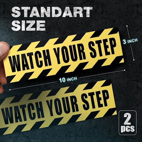 ملصق ارضي مطبوع عليه Watch Your Step - ملصق ارضي ووتش يور ستيب 10×3 - ملصق ووتش يور ستيب - ملصقات تحذيرية - لافتة ووتش يور ستيب للارضية في الهواء الطلق/ الداخلي in Kuwait