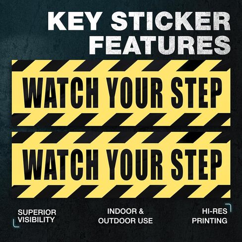 ملصق ارضي مطبوع عليه Watch Your Step - ملصق ارضي ووتش يور ستيب 10×3 - ملصق ووتش يور ستيب - ملصقات تحذيرية - لافتة ووتش يور ستيب للارضية في الهواء الطلق/ الداخلي in Kuwait
