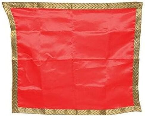 Set of 4 Decorative Pooja Cloth Red Green Yellow & Orange Large Pooja Cloth Mat Aasan set of 4 (Size:-20 InchesX22 Inches)Multipurpose Festival Decorations Item & Article Pooja Decorative Cloth in Kuwait