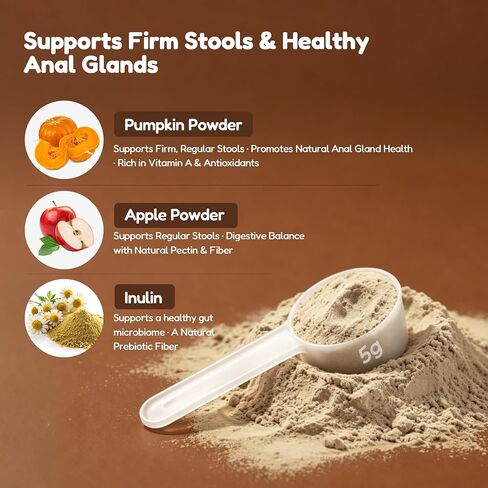 Petnanny Pumpkin Powder for Cats & Dogs, Anal Gland Health Fiber Supplement Stop Scooting with Inulin, Probiotics & Enzymes to Support Firm Stools, Digestive Comfort, Relieve Diarrhea & Constipation in Kuwait