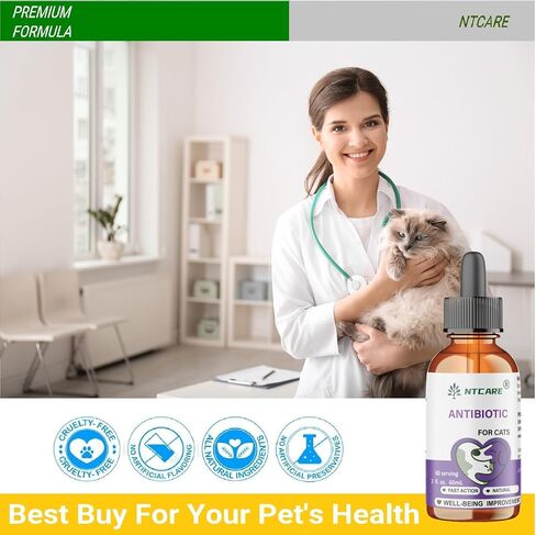 Natural Antibiotic Pet Supplements for Cats, Fish Flavour, 2 Fl Oz, 1 Pack in Kuwait