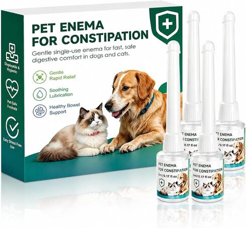 At Home Disposable Enema for Cats and Dogs – Fast Pet Constipation Relief, Softens Stool Quickly – Easy-to-Use Enema Kit for Small Animals – 4 Pack (5mL Each) in Kuwait