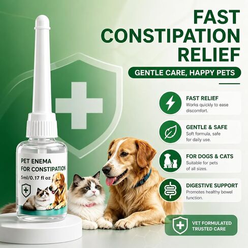 At Home Disposable Enema for Cats and Dogs – Fast Pet Constipation Relief, Softens Stool Quickly – Easy-to-Use Enema Kit for Small Animals – 4 Pack (5mL Each) in Kuwait