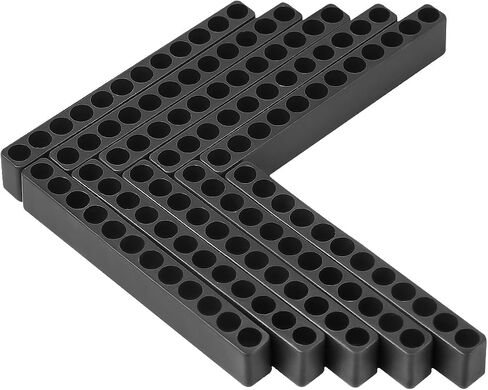 Toolcool 10 Pcs 12 Holes Hex Bit Holder Organizer Screwdriver Bit Holder 1/4 Inch Bit Storage Flexible Plastic - Black in Kuwait