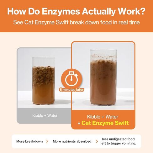 Doctor By Cat Enzyme Swift Cat Digestive Enzyme Supplement Vomiting Diarrhea, Loss of Appetite, Hairball with Pancreatine, Papain, Bromelain, Micro-Size for Easy Swallowing, 60 Sprinkle Capsules in Kuwait