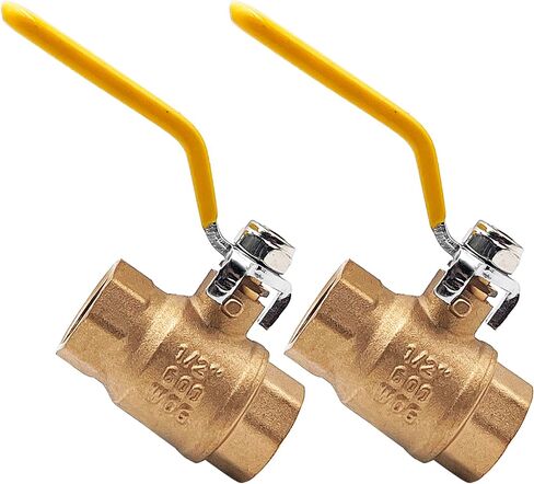 2PCS Brass Ball Valve, 1/2" Female Threaded NPT Connector, Lead-Free Full Port Forged Brass Ball Valve for Water and Oil，150 PSI WSP / 600 PSI WOG in Kuwait