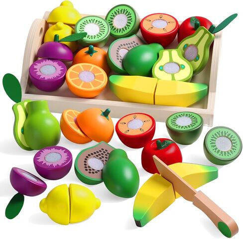 Wooden Play Food for Play Kitchen, Montessori Toys for 2 Year Olds in Kuwait