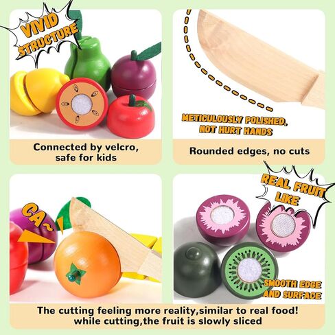 Wooden Play Food for Play Kitchen, Montessori Toys for 2 Year Olds in Kuwait