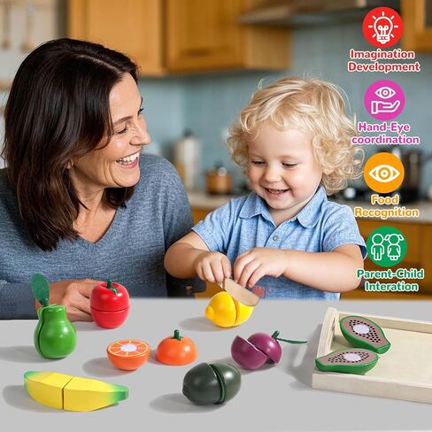 Wooden Play Food for Play Kitchen, Montessori Toys for 2 Year Olds in Kuwait