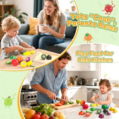 Wooden Play Food for Play Kitchen, Montessori Toys for 2 Year Olds in Kuwait