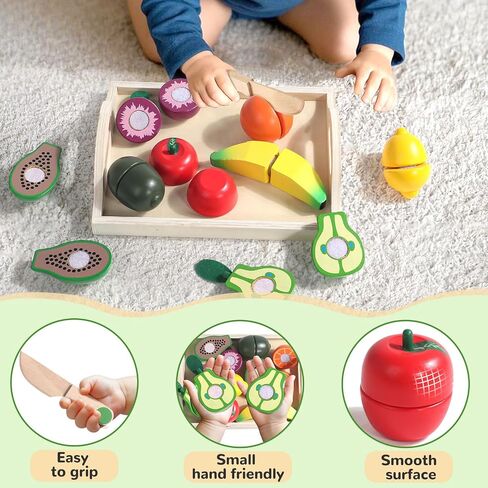 Wooden Play Food for Play Kitchen, Montessori Toys for 2 Year Olds in Kuwait