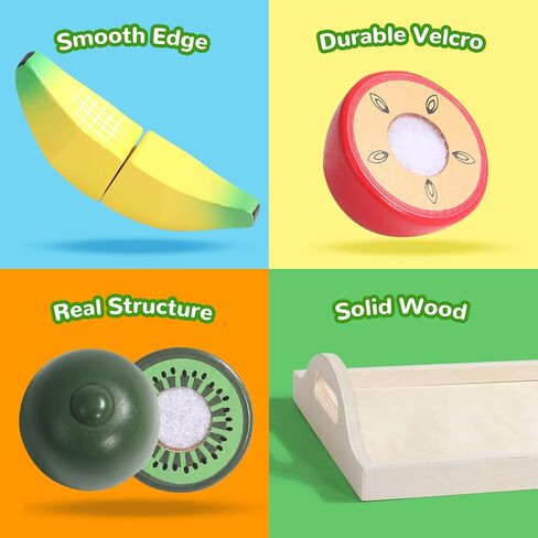 Wooden Play Food for Play Kitchen, Montessori Toys for 2 Year Olds in Kuwait