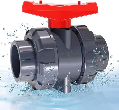 1" UPVC Full Flow Ball Valve Double True Union with Full Port Socket Slip Ball Valve Water Shut-Off Valve, EPDM o-Rings, And Reversible PTFE Seats for Swimming Pool, Irrigation (1, 1") in Kuwait