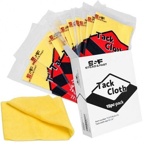 S&F STEAD & FAST 15-Pack Painters Tack Cloth for Painting, Professional Sticky Tack Cloth for Woodworking, Automotive, Metal, Sanding, Dusting, Staining, Premium Tac Cloths/Tack Rag Set, 18"x36" in Kuwait