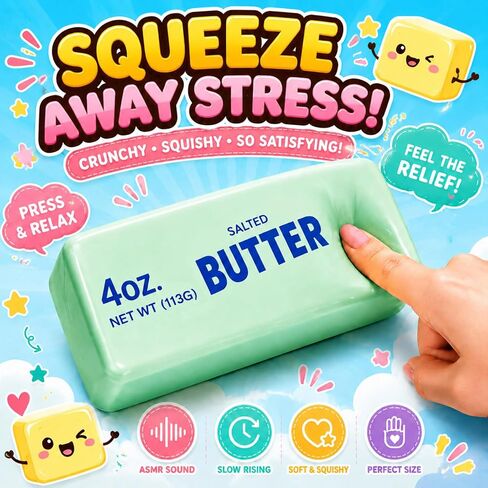 Crunchy Butter Squishy ASMR Bead Filled Slow Rising Squeeze Stress Relief in Kuwait