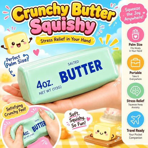 Crunchy Butter Squishy ASMR Bead Filled Slow Rising Squeeze Stress Relief in Kuwait
